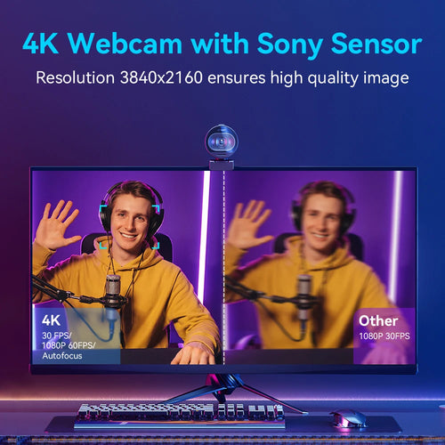 Cámara web 4K para streaming, cámara web 1080P 60FPS, cámara USB EMEET S600 con enfoque automático y micrófonos para transmisiones en vivo en TikTok/YouTube