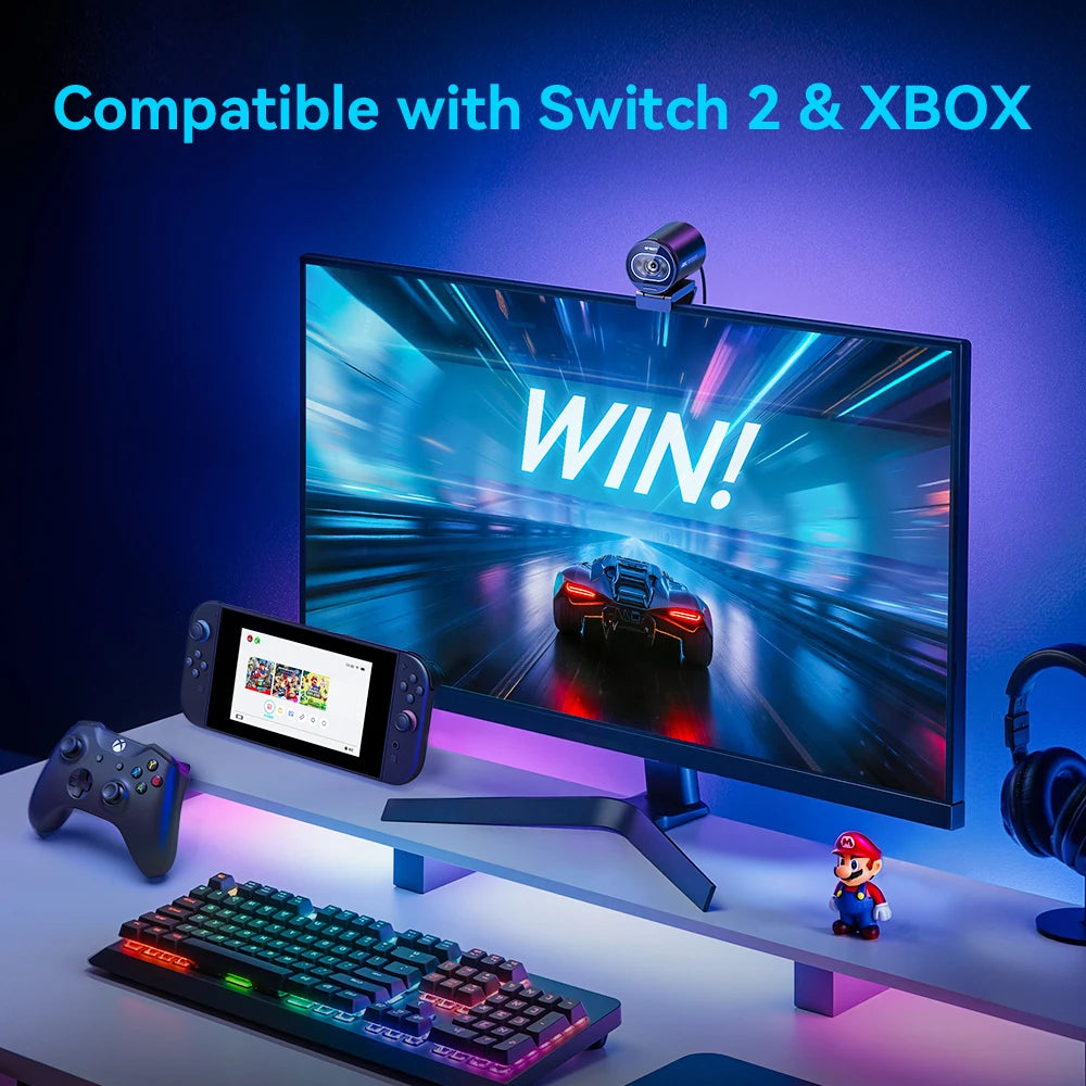 Cámara web 4K para streaming, cámara web 1080P 60FPS, cámara USB EMEET S600 con enfoque automático y micrófonos para transmisiones en vivo en TikTok/YouTube